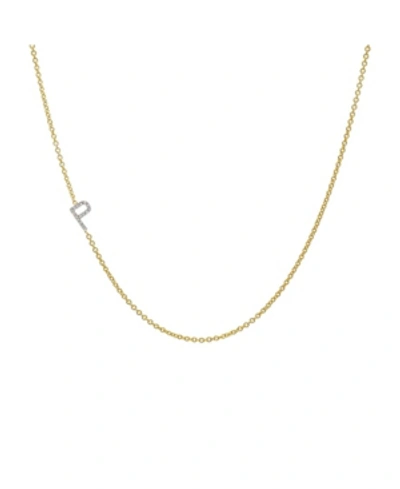 Shop Zoe Lev Diamond Asymmetrical Initial 14k Yellow Gold Necklace In Gold-p