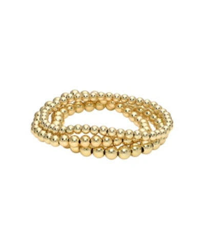 Shop Zoe Lev Bead Stack 14k Yellow Gold Plated Sterling Silver Bracelet Set Of 3 In Gold Fill