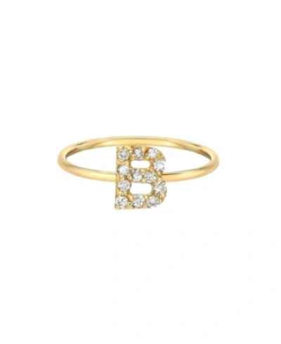 Shop Zoe Lev Diamond Initial 14k Yellow Gold Ring In Gold-b