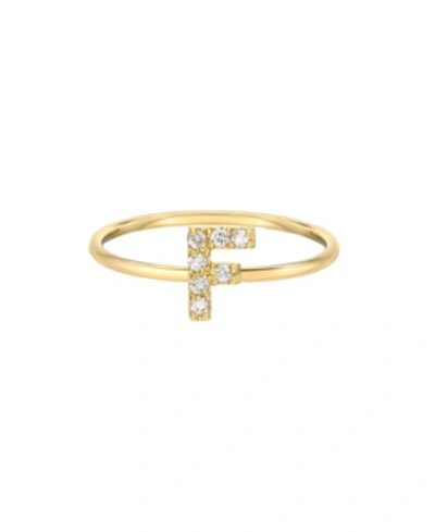 Shop Zoe Lev Diamond Initial 14k Yellow Gold Ring In Gold-f