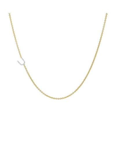 Shop Zoe Lev Diamond Asymmetrical Initial 14k Yellow Gold Necklace In Gold-u
