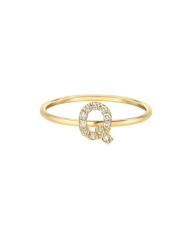 Shop Zoe Lev Diamond Initial 14k Yellow Gold Ring In Gold-q