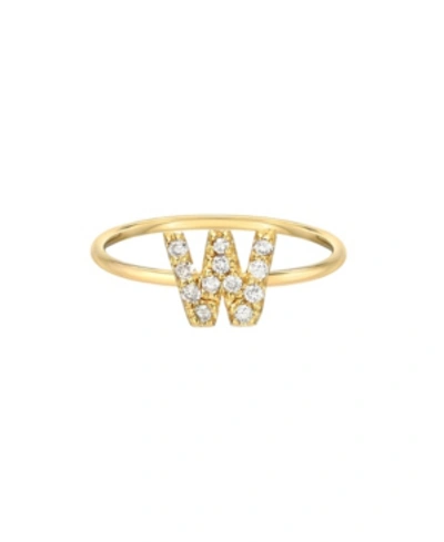 Shop Zoe Lev Diamond Initial 14k Yellow Gold Ring In Gold-w