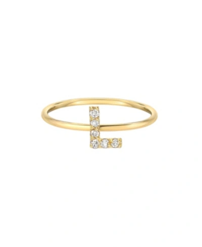 Shop Zoe Lev Diamond Initial 14k Yellow Gold Ring In Gold-l