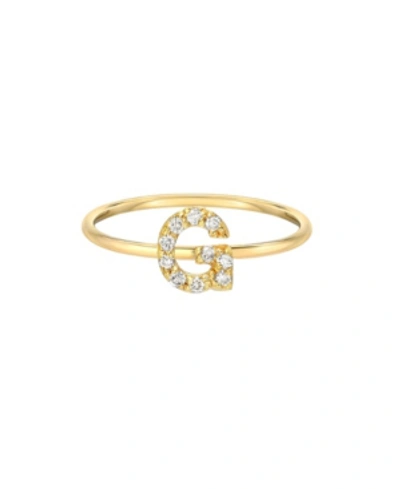 Shop Zoe Lev Diamond Initial 14k Yellow Gold Ring In Gold-g
