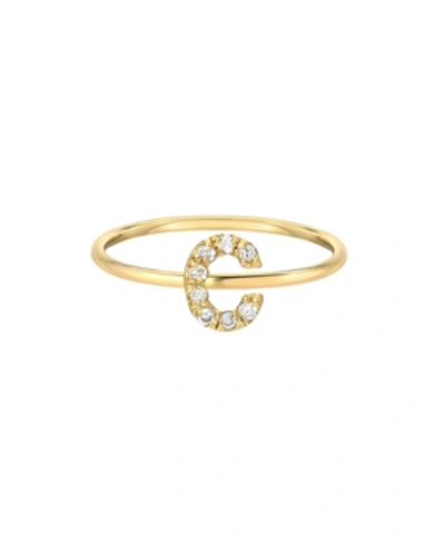 Shop Zoe Lev Diamond Initial 14k Yellow Gold Ring In Gold-c