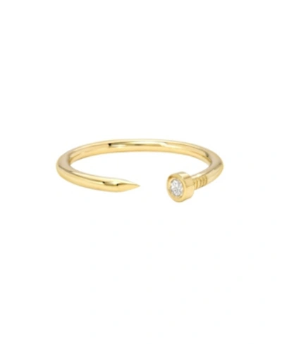 Shop Zoe Lev Diamond Nail Cuff 14k Yellow Gold Ring