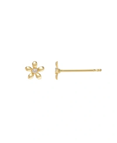Shop Zoe Lev Tiny Diamond Flower 14k Yellow Gold Stud Earrings