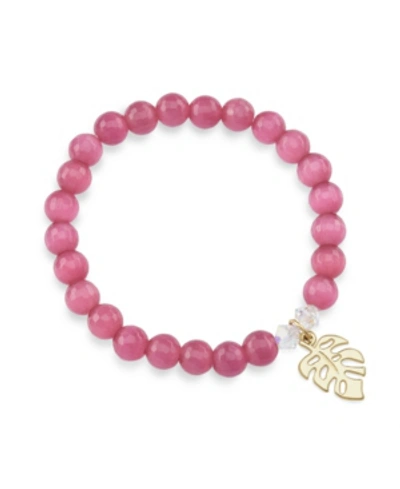 Shop Katie's Cottage Barn Faceted Cat's Eye With Palm Leaf And Crystals Bracelet In Pink Taffy