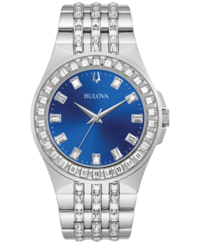 Shop Bulova Men's Phantom Crystal Stainless Steel Bracelet Watch 42mm In Silver-tone