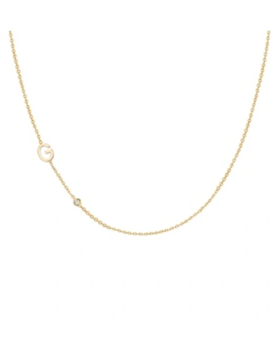 Shop Zoe Lev 14k Gold Asymmetrical Initial And Bezel Necklace In Gold-g