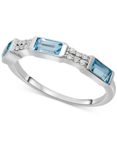 Macy's Lab-grown Blue Sapphire (7/8 Ct. T.w.) & Diamond (1/20 Ct. T.w.) Ring In Sterling Silver (also In La In Blue Topaz