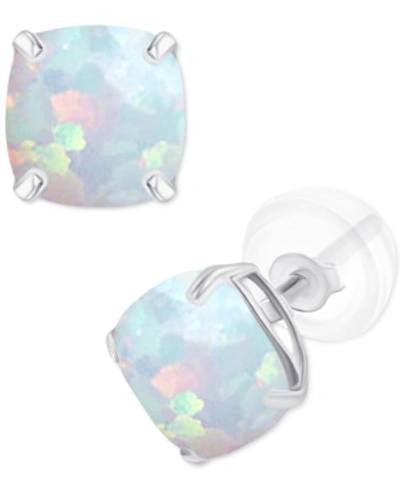 Macy's Lab-grown Opal Stud Earrings (3/4 Ct. T.w.) In Sterling Silver In Sterling Silver