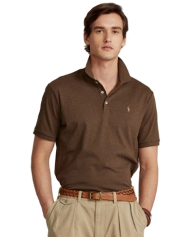 Shop Polo Ralph Lauren Men's Classic-fit Soft Cotton Polo Shirt In Nutmeg Brown Heather