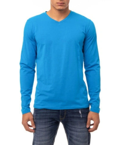 Shop X-ray Men's Soft Stretch V-neck Long Sleeve T-shirt In Ocean Blue