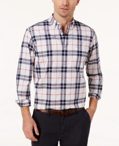 Shop Club Room Men's Perry Plaid Stretch Shirt With Pocket, Created For Macy's In Bright White