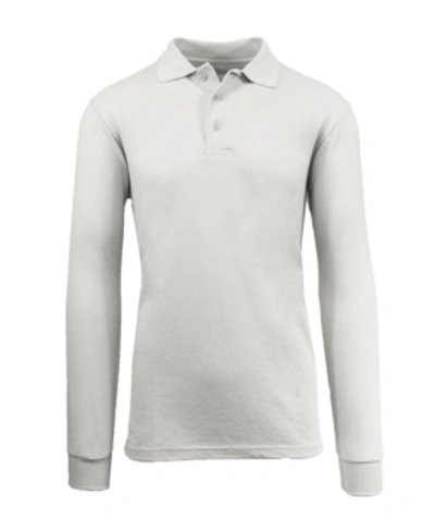 Shop Galaxy By Harvic Men's Long Sleeve Pique Polo Shirt In White