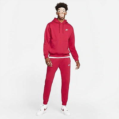 Shop Nike Sportswear Club Fleece Cuffed Jogger Pants In Pomegranate/pomegranate/white