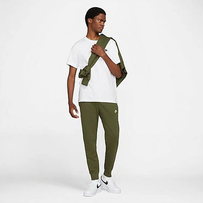 Shop Nike Sportswear Club Fleece Cuffed Jogger Pants In Rough Green/rough Green/white