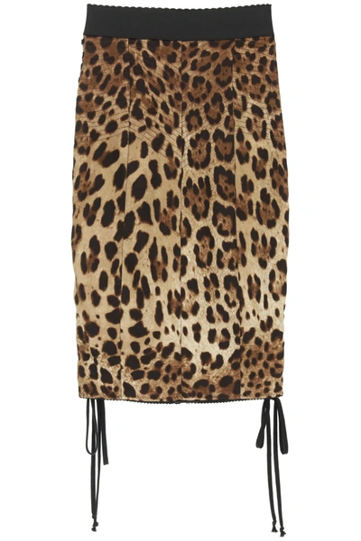 Shop Dolce & Gabbana Leopard Print Pencil Skirt In Leo Macchia Marrone (beige)