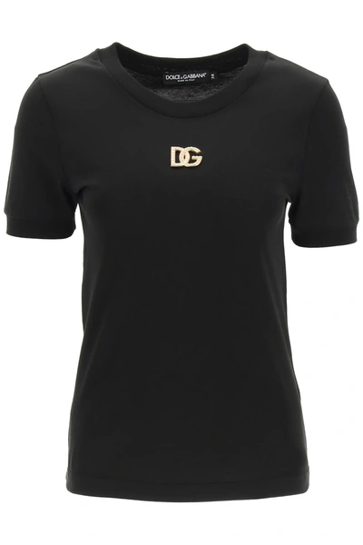 Shop Dolce & Gabbana Dg Crystal Logo T-shirt In Nero (black)