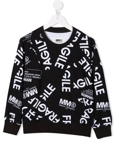 Shop Mm6 Maison Margiela Logo-print Cotton Sweatshirt In 黑色