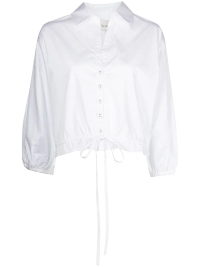 Shop Cara Cara Embroidered Drawstring-waist Blouse In White
