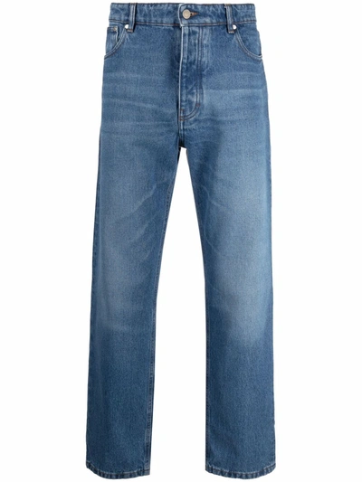 Shop Ami Alexandre Mattiussi Straight-leg Cotton Jeans In Blau