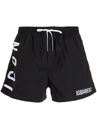 Shop Dsquared2 Logo-print Swim Shorts In Schwarz