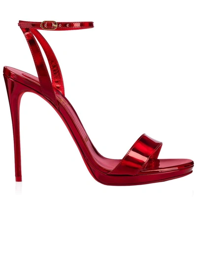 Shop Christian Louboutin Metallic Red Patent Loubi Queen 120 Sandals