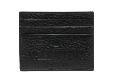 Shop Valentino Debossed-logo Cardholder In Black