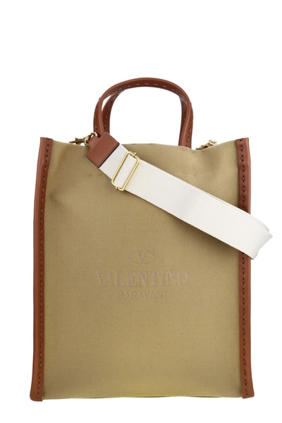 Shop Valentino Debossed-logo Tote Bag In Brown