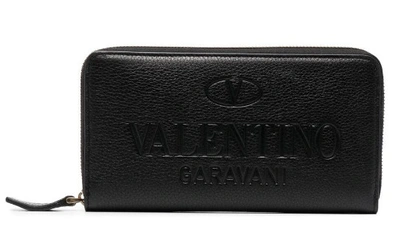 Shop Valentino Logo-debossed Wallet In Black