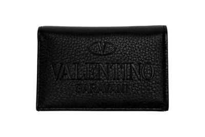 Shop Valentino Debossed-logo Cardholder In Black