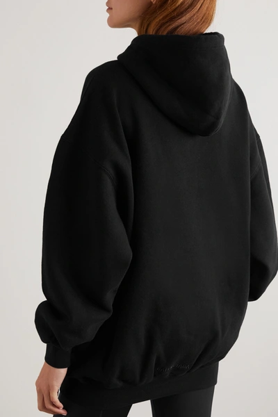 Shop Balenciaga Oversized Printed Cotton-jersey Hoodie In Black