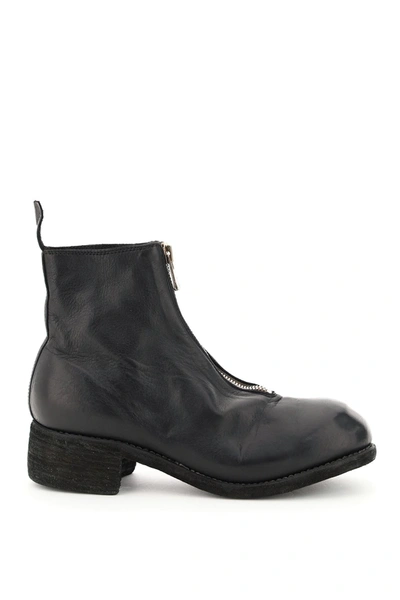 Shop Guidi Front Zip Leather Ankle Boots In Black