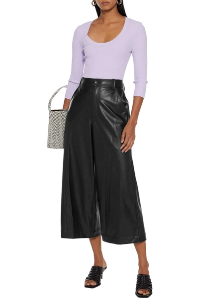 Shop A.l.c Wiles Cropped Faux Leather Wide-leg Pants In Black