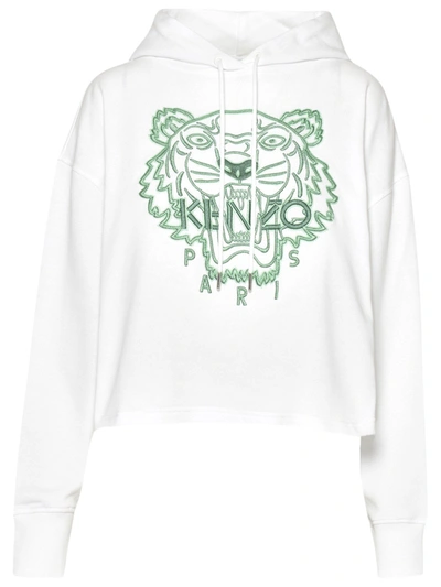 Shop Kenzo Tiger Hooded Boxy Sweatshirt In White