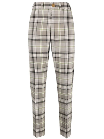 Shop Vivienne Westwood Check Print Cropped Trousers In Grau