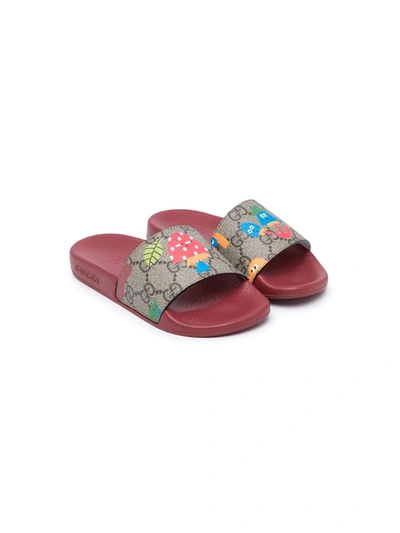 Shop Gucci Monogram-print Open-toe Sandals In Brown