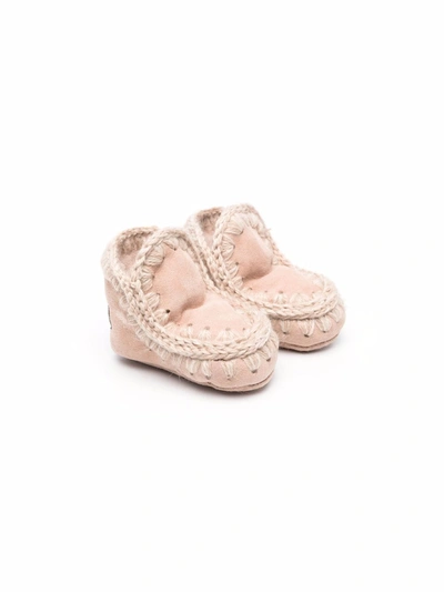 Mou Shearling-lined Ankle Boots In Pink