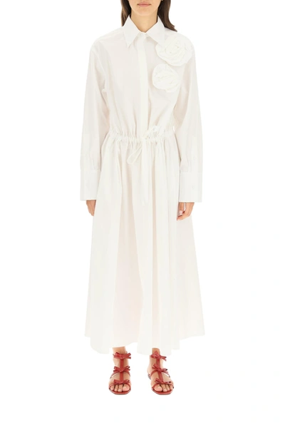 Shop Valentino Rose Blossom Poplin Shirt Dress In White