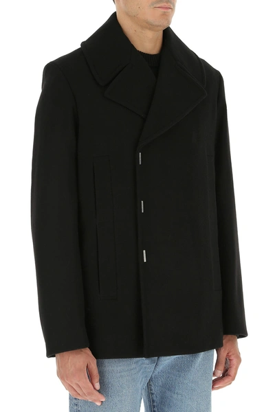 Shop Givenchy Black Wool Coat Black  Uomo 50