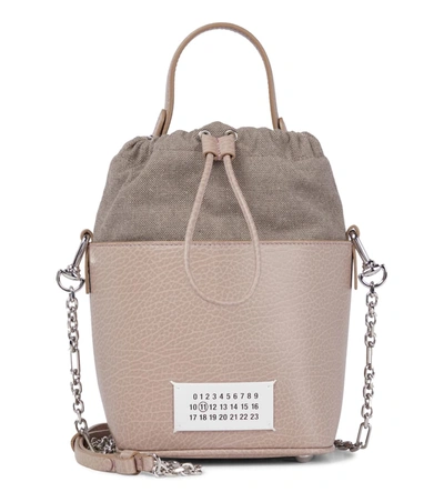 Shop Maison Margiela 5ac Medium Leather Bucket Bag In 粉红色