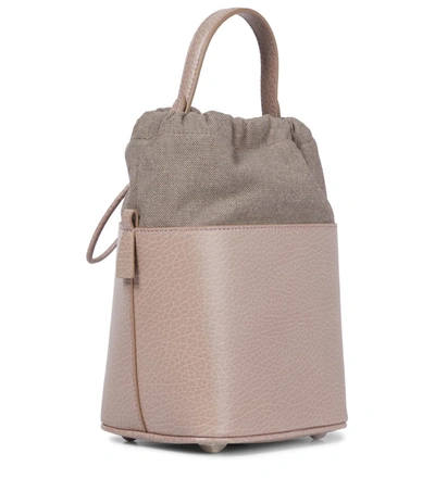 Shop Maison Margiela 5ac Medium Leather Bucket Bag In 粉红色