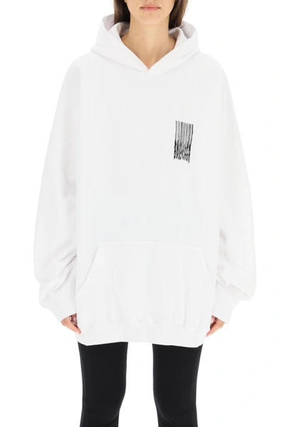 Shop Balenciaga Cotton Sweatshirt With Barcode Logo In White