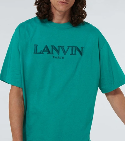 Shop Lanvin Embroidered Short-sleeved T-shirt In Blue