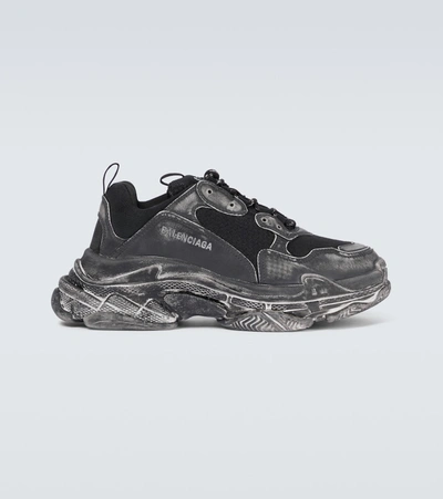 Balenciaga Men's Triple S Distressed Low Top Sneakers In Noir | ModeSens