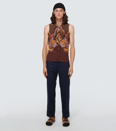 Shop Gucci Straight-fit Wool-blend Pants In Blue