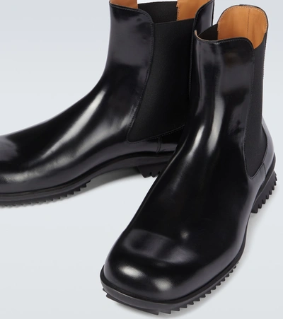 Shop Maison Margiela Leather Chelsea Boots In Black